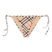 Bruine Geruite Print Bikini Bottoms Burberry , Brown , Dames