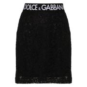 Zwarte Kant Mini Rok Dolce & Gabbana , Black , Dames