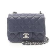 Pre-owned Leather crossbody-bags Chanel Vintage , Blue , Dames