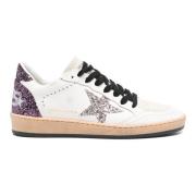 Witte Glitter Sneakers Paarse Patch Golden Goose , White , Dames