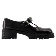 Leather flats Versace , Black , Dames