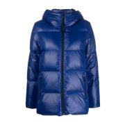 Blauwe Puffer Donsjas Logo Maxi Tommy Hilfiger , Blue , Dames