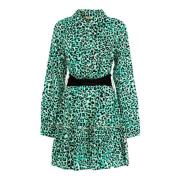 Korte jurk met dierenprint riem Fracomina , Green , Dames