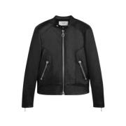 Racer Lambskin Jack met Hoge Kraag Celine , Black , Heren