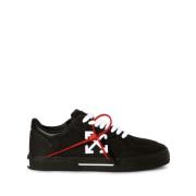 Zwarte Veterschoenen met Platte Zool Off White , Black , Heren