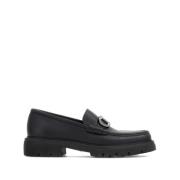 Zwarte platte schoenen met Gancini gesp Salvatore Ferragamo , Black , ...