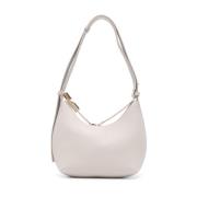 Beige Leren Handtas met Korrelige Textuur Furla , White , Dames