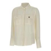 Georgette Shirt Franse Kraag Lange Mouwen Liu Jo , White , Dames