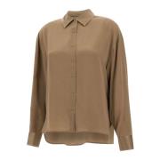 Zijden Khaki Shirt met Lange Mouwen IRO , Brown , Dames