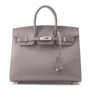 Pre-owned Leather handbags Hermès Vintage , Gray , Dames