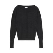 Lurex Ribbed Sweater Boat Neck Patrizia Pepe , Black , Dames