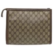 Pre-owned Leather clutches Gucci Vintage , Beige , Dames