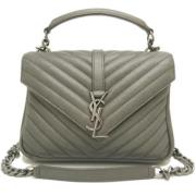 Pre-owned Leather handbags Yves Saint Laurent Vintage , Gray , Dames