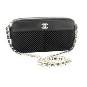 Pre-owned Leather wallets Chanel Vintage , Black , Dames