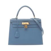 Pre-owned Leather handbags Hermès Vintage , Blue , Dames