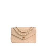 Pre-owned Leather chanel-bags Chanel Vintage , Beige , Dames