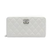 Pre-owned Leather wallets Chanel Vintage , White , Dames