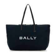 Stijlvolle Navy Blauwe Stoffen Winkelmand Bally , Blue , Dames