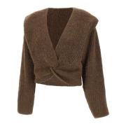 Gedraaide Chocolade Pullover met V-hals IRO , Brown , Dames