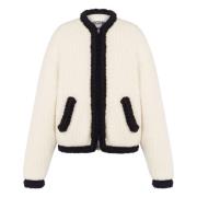 Wafel Gebreide Wollen Blazer Moschino , White , Dames