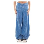 Velvet Washed Loose Jeans Haikure , Blue , Dames