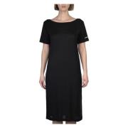 Elegant Back Vent Dress in Zwart Hinnominate , Black , Dames