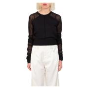 Tulle Sleeves Sweater in Z99 Pinko , Black , Dames