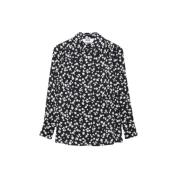 Satijnen overhemd met polkadotprint Msgm , Black , Dames