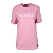 Katoen Elastaan T-shirt Collectie Versace , Pink , Dames