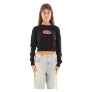 Oval D Cropped Sweatshirt Diesel , Black , Dames