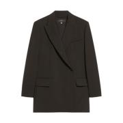 Zwarte dubbelrijige wollen blazer Max Mara Weekend , Black , Dames