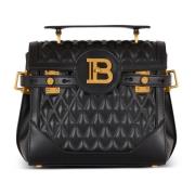 B-Buzz 23 tas in diamantgestikt kalfsleer Balmain , Black , Dames