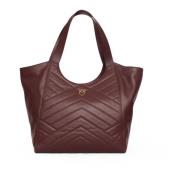 Gewatteerde leren tote tas Puzzelstijl Pinko , Brown , Dames