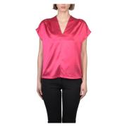 Satijnen Blouse met Breve Stijl Pinko , Pink , Dames