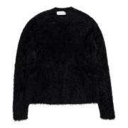 Zwarte Puffy Gebreide Crewneck Sweater Marine Serre , Black , Heren