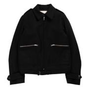 Zwarte Blouson Jas met Ritszakken Dries Van Noten , Black , Heren