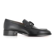 Zwarte leren mocassin met zilveren speld Christian Louboutin , Black ,...