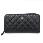 Pre-owned Leather wallets Chanel Vintage , Black , Dames