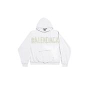 Oversized Unisex Hoodie met Distressed Logo Balenciaga , Beige , Heren