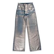 Zilver gecoate Denim Broek in Katoen Misbhv , Gray , Heren