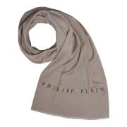 Sjaal Halsdoek Stola met geborduurd Logo Philipp Plein , Brown , Dames