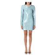 Blauwe Mini Paillettenjurk met Parel Details Self Portrait , Blue , Da...