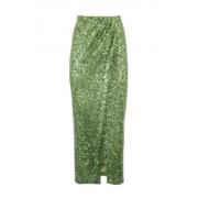 Glitter Midi Rok met Split aan de Voorkant Nenette , Green , Dames