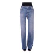 Denim Jeans met Logo Achterzak Dondup , Blue , Dames