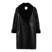 Shearling double-breasted jas met geborduurde mouwen Ermanno Scervino ...