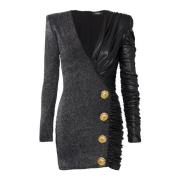 Wikkeljurk met dubbele stofdraperie Balmain , Black , Dames