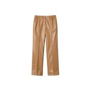 Nep leren broek Twinset , Beige , Dames