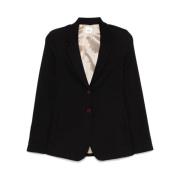 Zwarte Katoenmix Twill Blazer Alysi , Black , Dames