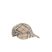 Check Baseball Cap met Equestrian Patch Burberry , Beige , Dames