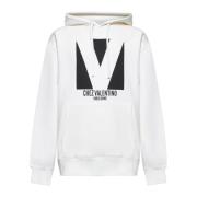 Witte Sweater met Capuchon en Print Valentino , Beige , Heren